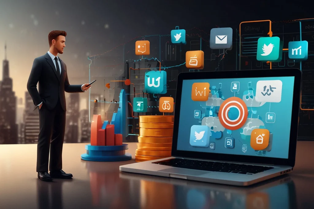 Digital marketing and social media analytics banner for business growth
